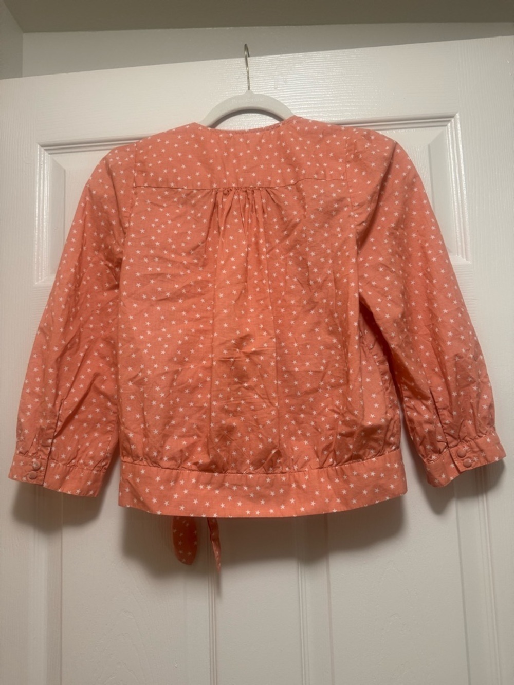 Madewell Peach Pink Star Scatter Wrap Top - Picture 8 of 14